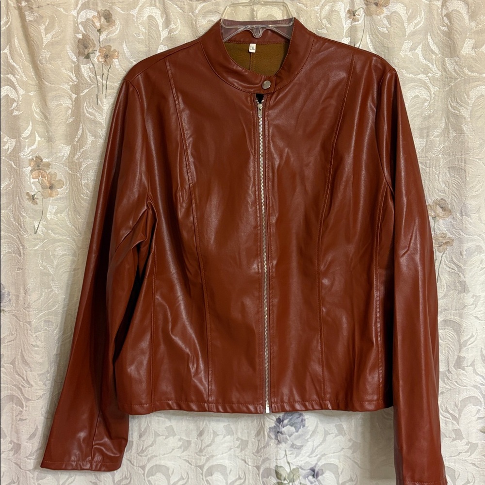 Brown Faux Leather Jacket